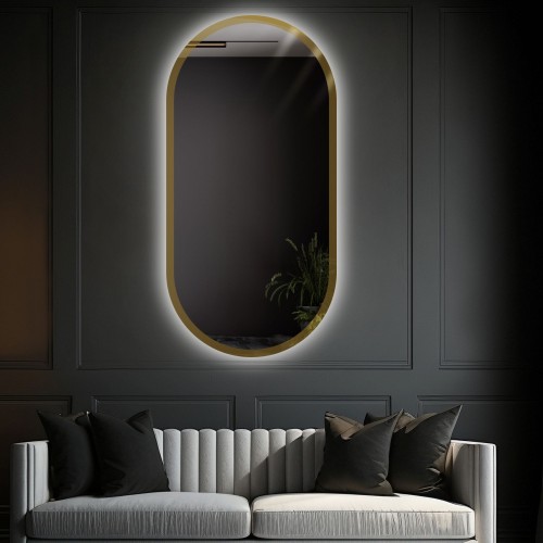 Ovaler Spiegel im Rahmen mit goldener Glanz und... 2