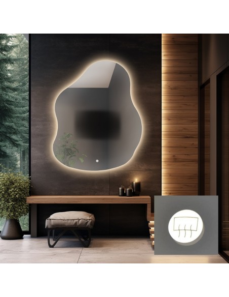 Badezimmerspiegel mit unregelmäßiger Form und Antibeschlagmatte - STONE LED PREMIUM