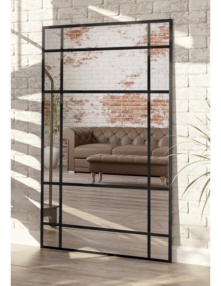 Spiegel in Loftoptik mit Sprossenleisten - WILHELM - Rahmenfarbe nach Wahl