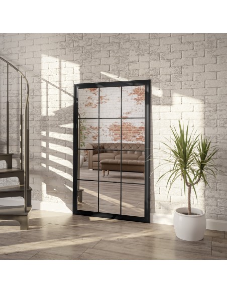 Spiegel in Loftoptik mit Sprossenleisten - TELIMENA - Rahmenfarbe nach Wahl