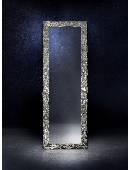 Luxuriöser Wandspiegel mit prächtigem Rahmen silberfarben - 9003002