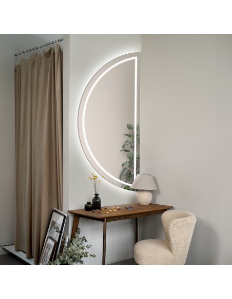 Badezimmerspiegel mit Hintergrundbeleuchtung, Halbkreis sandgestrahlt - HELENA LED I