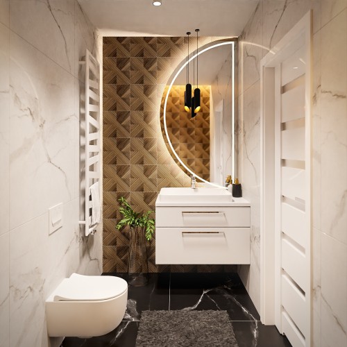 Badezimmerspiegel mit Hintergrundbeleuchtung, Halbkreis... 2