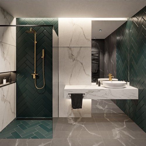 Zweiteiliger rechteckiger Spiegel für Waschtisch, in...