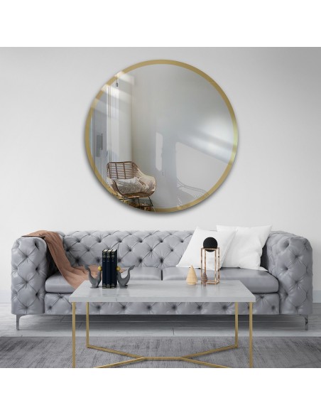 Runder Spiegel mit goldglänzendem Rahmen - BELLA