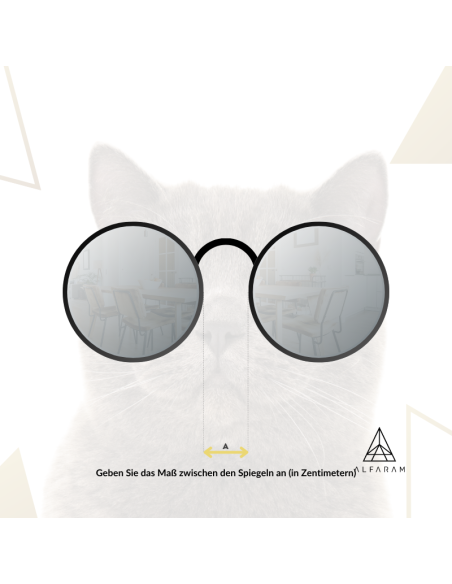 Satz von runden Spiegeln Katze in Gläsern mdf - BRILLE
