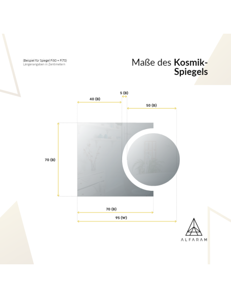 Set von Badezimmerspiegeln Rundspiegel und „Komet”, dekorative Spiegeltafel - KOSMIK II