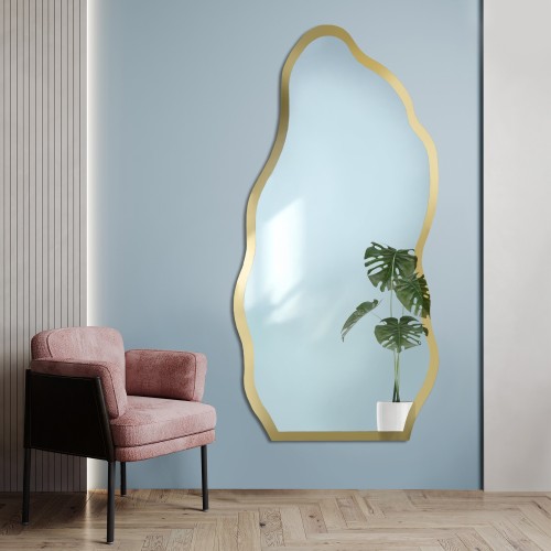 Unregelmäßiger Spiegel in goldglänzendem Rahmen - AURO II...