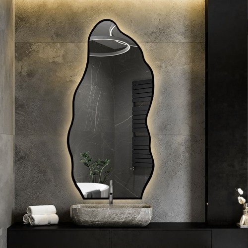 Organisch geformter Spiegel in Rahmen mit Beleuchtung -...