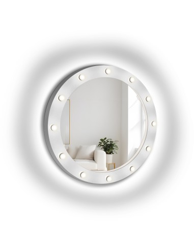 Runde Kosmetikspiegel mit Glühbirnen in...