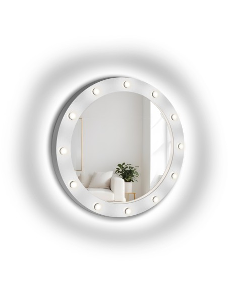 Runde Kosmetikspiegel mit Glühbirnen in MDF-Rahmen - NEW YORK