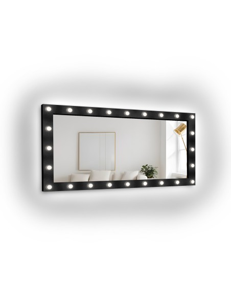 Rechteckige Kosmetikspiegel mit Glühbirnen in MDF-Rahmen - VEGAS