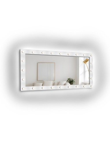 Rechteckige Kosmetikspiegel mit Glühbirnen in...