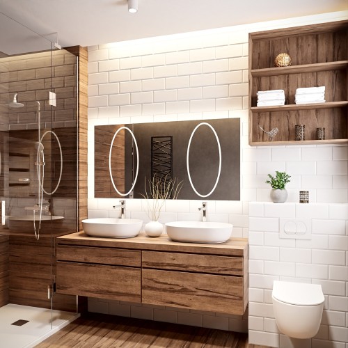 Rechteckiger Badezimmerspiegel mit Beleuchtung - MELISA II