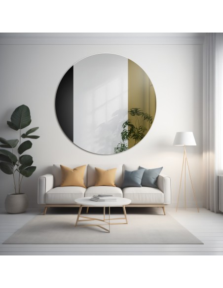 Runder Dekospiegel, zweifarbige Spiegeltafel – in Schwarz und Gold - ANTON