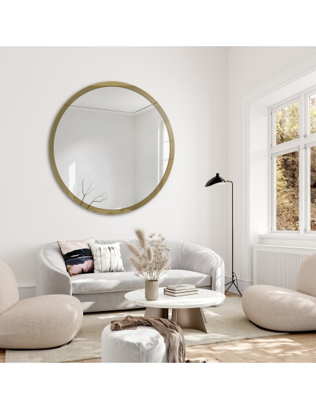 Runder Spiegel mit goldglänzendem Rahmen - BELLA