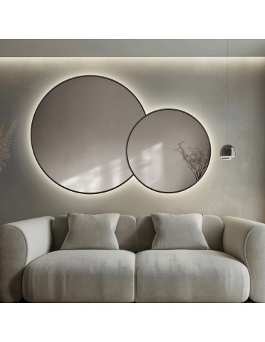 Runder Spiegel mit Mdf-Rahmen und Beleuchtung -...