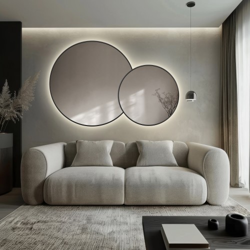 Runder Spiegel mit Mdf-Rahmen und Beleuchtung - DOTTI LED