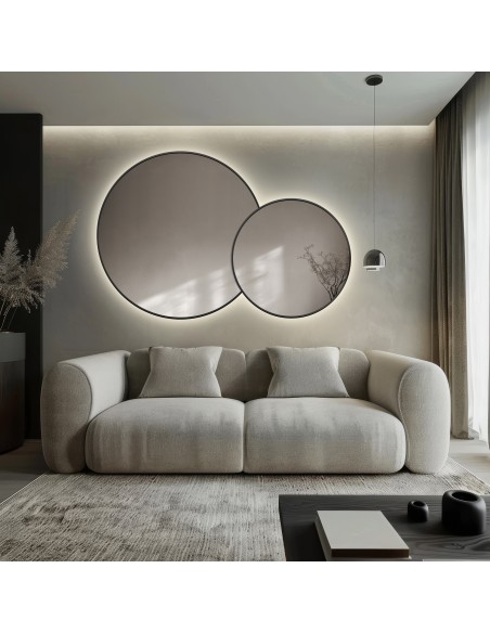 Runder Spiegel mit Mdf-Rahmen und Beleuchtung - DOTTI LED