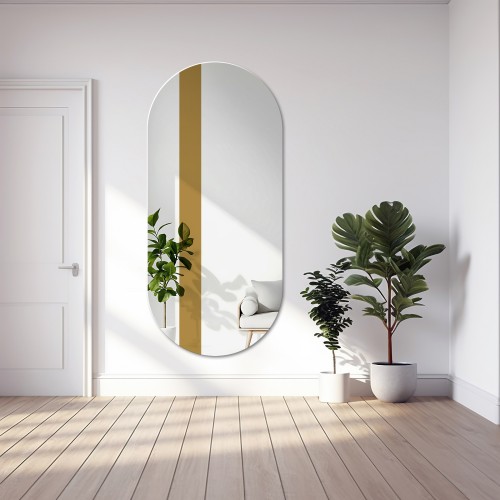 Ovalspiegel mit Dekostreifen in glänzendem Gold - EMMA 2