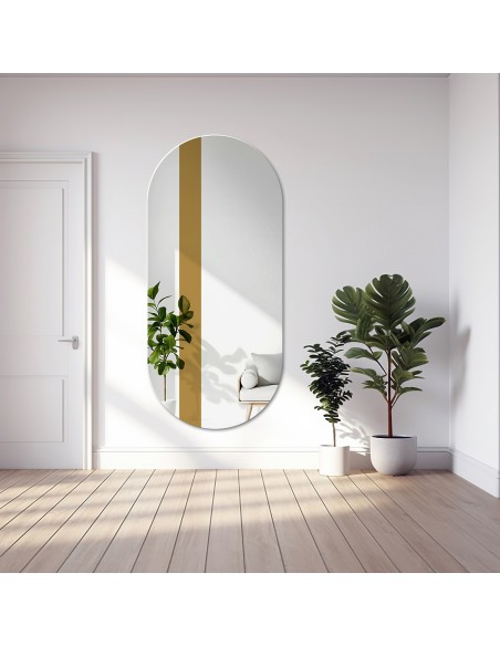 Ovalspiegel mit Dekostreifen in glänzendem Gold - EMMA