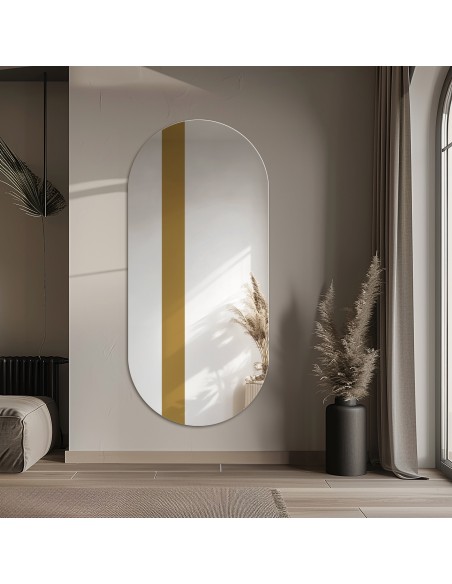 Ovalspiegel mit Dekostreifen in glänzendem Gold - EMMA