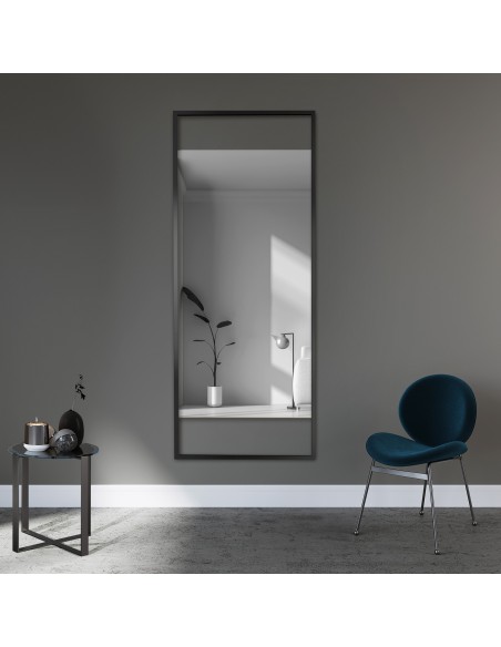 Spiegel mit schwarzem Rahmen mit je Freiraum oben und unten  - ERATO - Rahmenfarbe nach Wahl