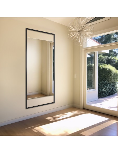 Spiegel mit schwarzem Rahmen mit je Freiraum oben und unten  - ERATO - Rahmenfarbe nach Wahl