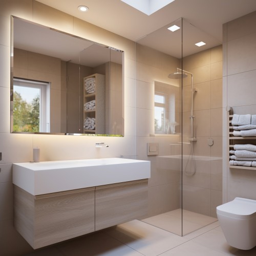 Rechteckiger beleuchteter Spiegel mit Facettenschliff -...