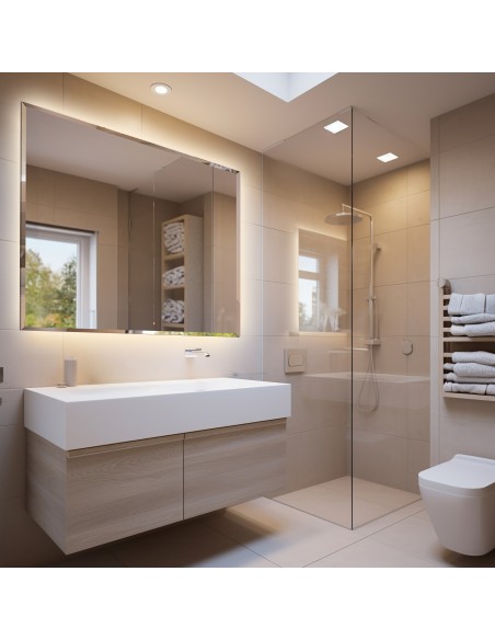 Rechteckiger beleuchteter Spiegel mit Facettenschliff - PHASE LED