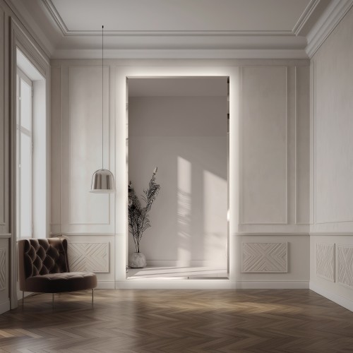 Rechteckiger beleuchteter Spiegel mit Facettenschliff -... 2