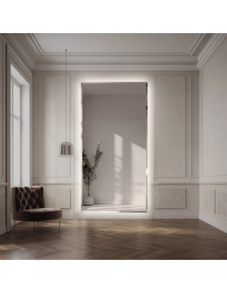 Rechteckiger beleuchteter Spiegel mit Facettenschliff - PHASE LED