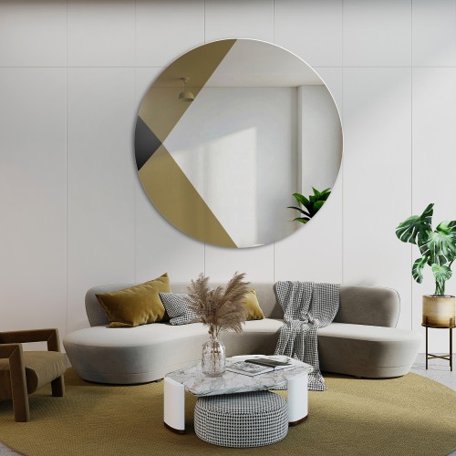 Runder Dekospiegel, zweifarbige Spiegeltafel - in Schwarz...