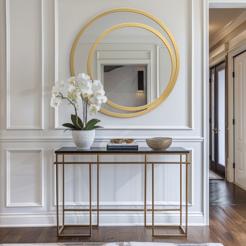 Runder Spiegel in doppeltem Mdf-Rahmen - JASMIN