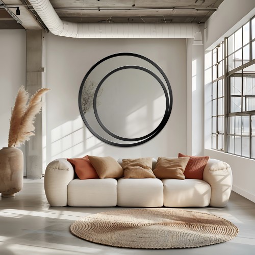 Runder Spiegel in doppeltem Mdf-Rahmen - JASMIN 2