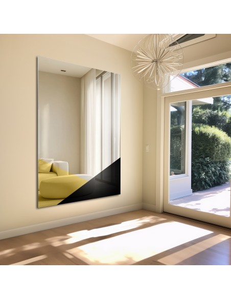 Großer dekorativer Spiegel mit farbigem Paneel - LISA