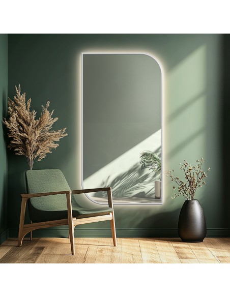 Spiegel mit Hintergrundbeleuchtung, Rahmen in Schwarz MDF SLIM - Träne LED - Rahmenfarbe nach Wahl