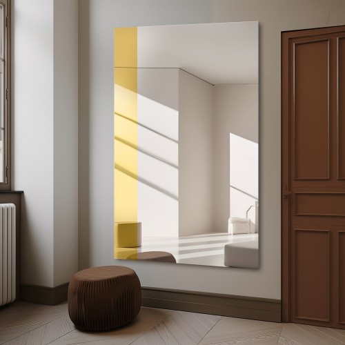 Großer dekorativer Spiegel mit goldenem Glanzstreifen -...