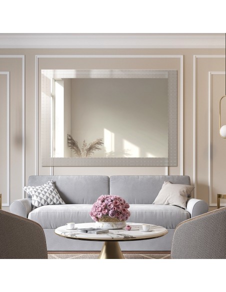 Dekorativer rechteckiger Spiegel aus ornamentiertem Glas Master Flex - LUXORA ETERION