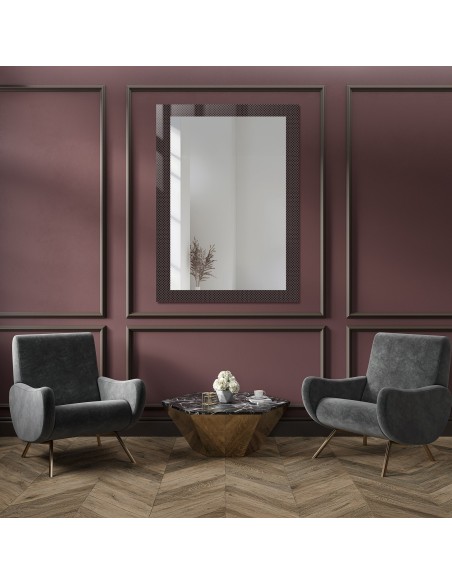 Dekorativer rechteckiger Spiegel aus ornamentiertem Glas Master Point - LUXORA SOLEIL