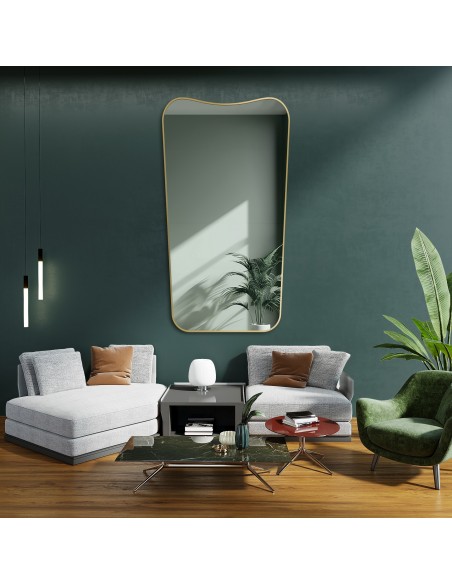 Unregelmäßiger Spiegel in einem goldenen MDF-Rahmen SLIM - ELIZABETH