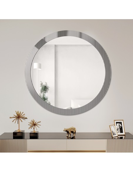 Dekorativer runder Spiegel aus ornamentiertem Glas Visiosun Classic - LUXORA GLIMMER