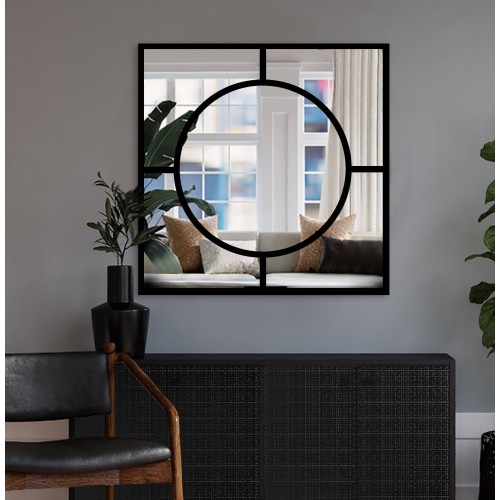 Quadratischer Spiegel aus MDF mit Loftkreis - MERA