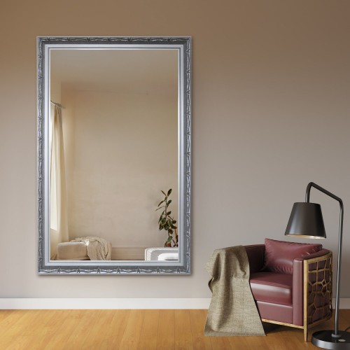 Spiegel mit silberfarbener Rahmenornamentik - 8001001
