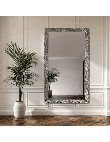 Luxuriöser Wandspiegel mit prächtigem Rahmen silberfarben - 9003002