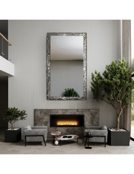 Luxuriöser Wandspiegel mit prächtigem Rahmen silberfarben - 9003002