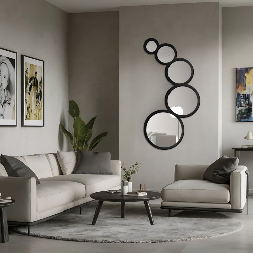 Dekospiegel 5 Kreise mit MDF-Rahmen - DYZMA - Rahmenfarbe...