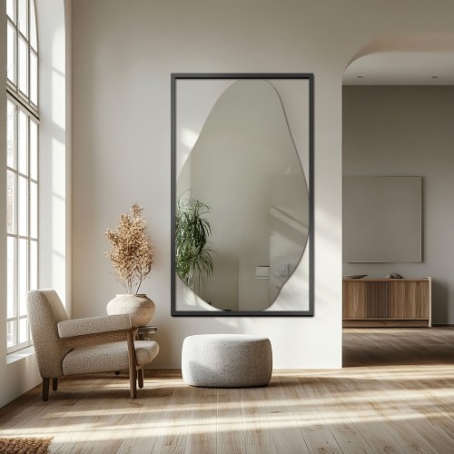 Spiegel in organischer Form, MDF-Rahmen schwarz - HUBERTUS