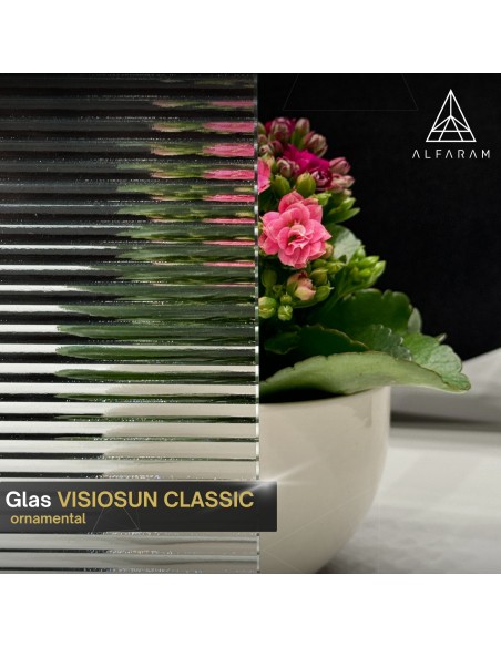 Rechteckiger Spiegel auf ornamentiertem Glas Visiosun Classic mit Beleuchtung - LUXORA CLARITY LED