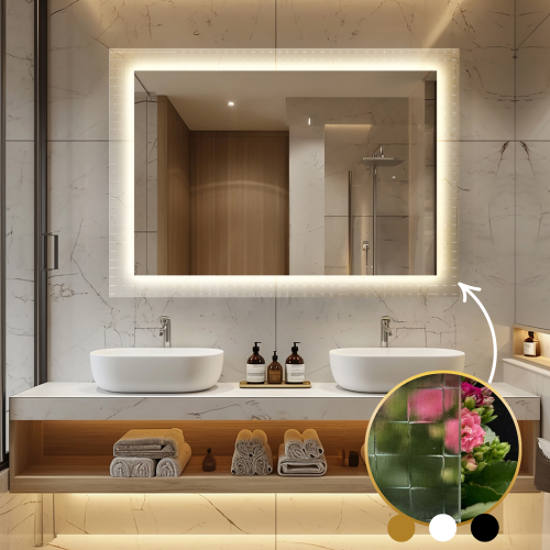 Rechteckiger Spiegel auf ornamentiertem Glas Master Flex...